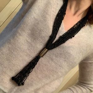 black seed bead statement necklace